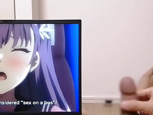 Horny Otaku Moaning Loudly Jerking Off Big Dick While Watching Hutanari Hot Hentai. camshot POV