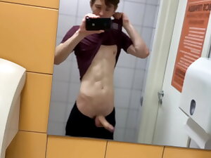 Hot Boy Jerkin off in Toilet at Gym (RISKY)/ in the air Caught ! /hunks /cute