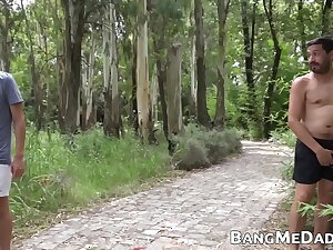 Handsome pounding tight twink in the park