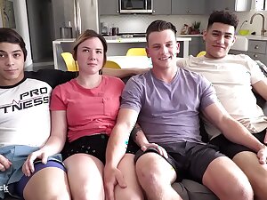 TEEN ORGY big cock splits holes and 1st time rimming!