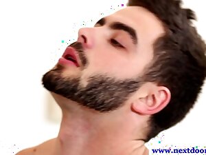 Handsome hairy gay enjoys oral session