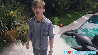 Young Twink Step Brother Teaching Threesome With Two Older Jock Step Brothers By Pool