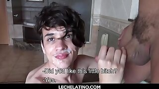 Hottest Latin boy gets facial cumshot unfamiliar older daddy